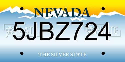 5JBZ724 Nevada License Plate