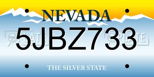 5JBZ733 Nevada License Plate