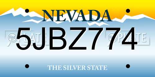 5JBZ774 Nevada License Plate
