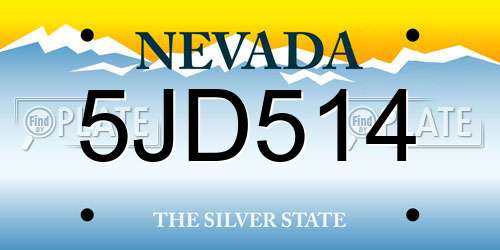 5JD514 Nevada License Plate