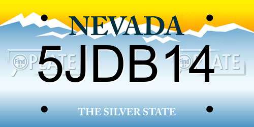 5JDB14 Nevada License Plate
