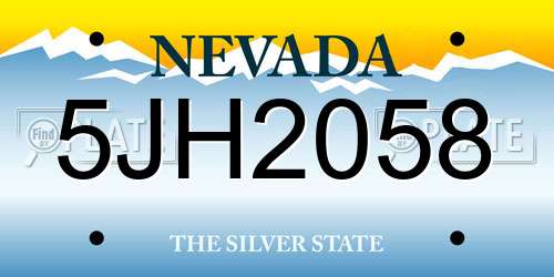5JH2058 Nevada License Plate