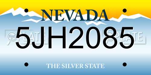 5JH2085 Nevada License Plate