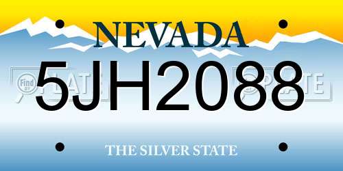 5JH2088 Nevada License Plate