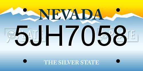 5JH7058 Nevada License Plate