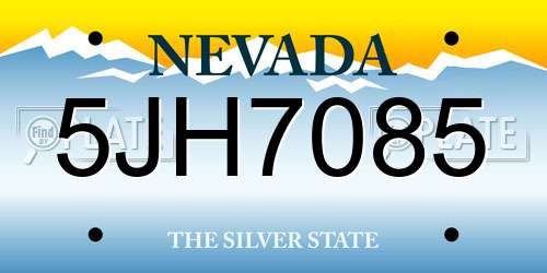 5JH7085 Nevada License Plate