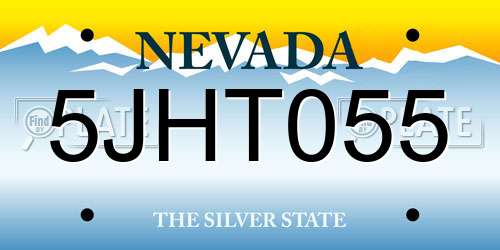 5JHT055 Nevada License Plate