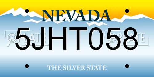 5JHT058 Nevada License Plate