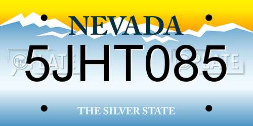 5JHT085 Nevada License Plate