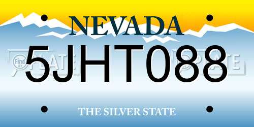 5JHT088 Nevada License Plate