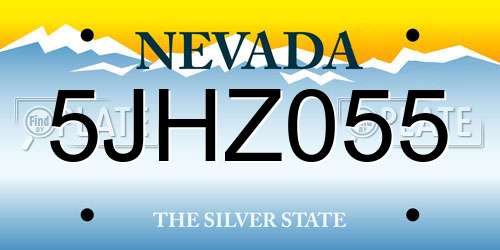 5JHZ055 Nevada License Plate