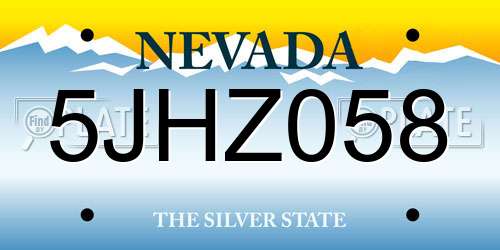 5JHZ058 Nevada License Plate