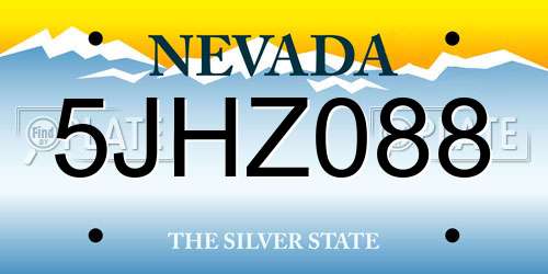 5JHZ088 Nevada License Plate