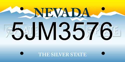 5JM3576 Nevada License Plate