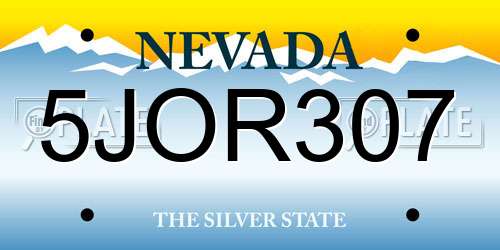5JOR307 Nevada License Plate