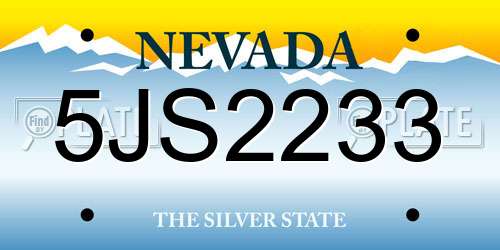 5JS2233 Nevada License Plate