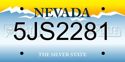 5JS2281 Nevada License Plate