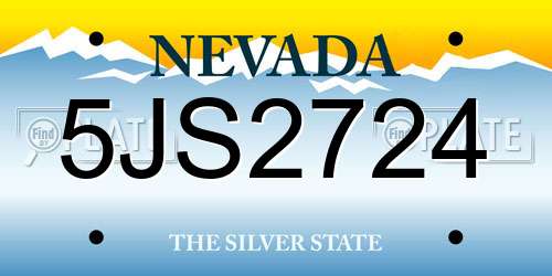 5JS2724 Nevada License Plate