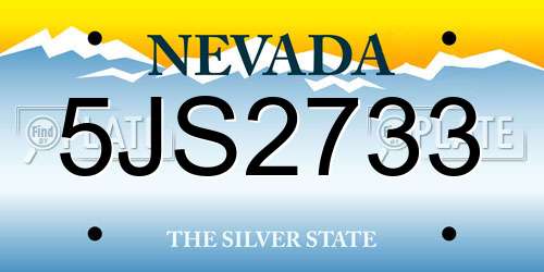 5JS2733 Nevada License Plate