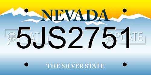 5JS2751 Nevada License Plate