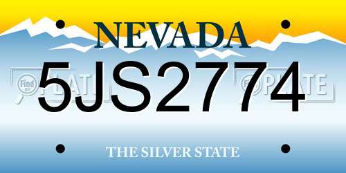 5JS2774 Nevada License Plate
