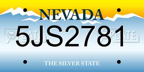 5JS2781 Nevada License Plate