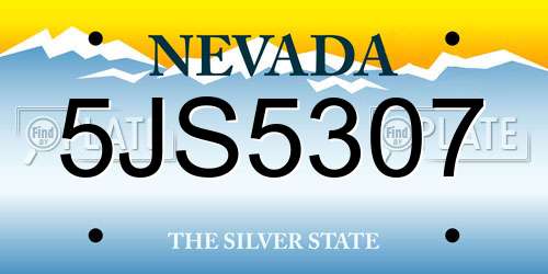 5JS5307 Nevada License Plate