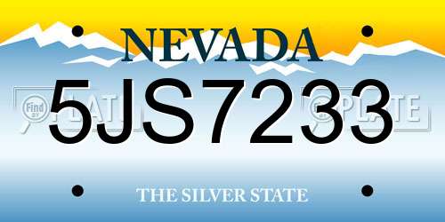 5JS7233 Nevada License Plate