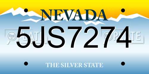 5JS7274 Nevada License Plate