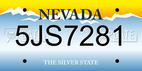 5JS7281 Nevada License Plate
