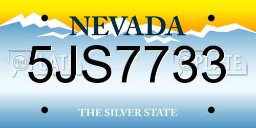 5JS7733 Nevada License Plate