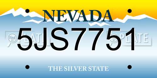 5JS7751 Nevada License Plate