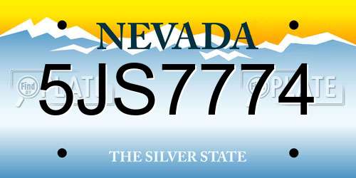 5JS7774 Nevada License Plate