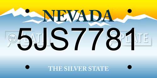5JS7781 Nevada License Plate