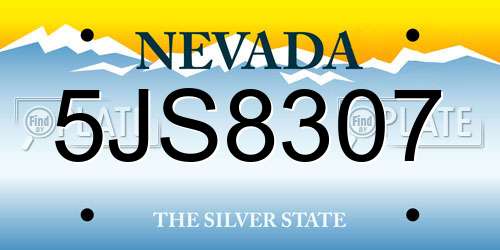 5JS8307 Nevada License Plate