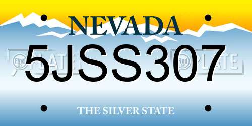 5JSS307 Nevada License Plate