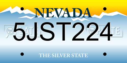 5JST224 Nevada License Plate