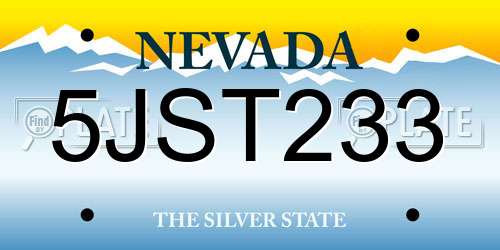 5JST233 Nevada License Plate