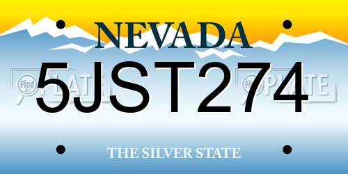 5JST274 Nevada License Plate