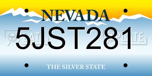 5JST281 Nevada License Plate