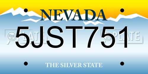 5JST751 Nevada License Plate