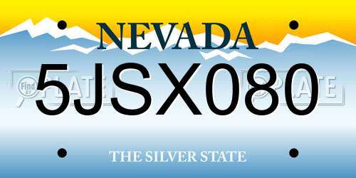 5JSX080 Nevada License Plate