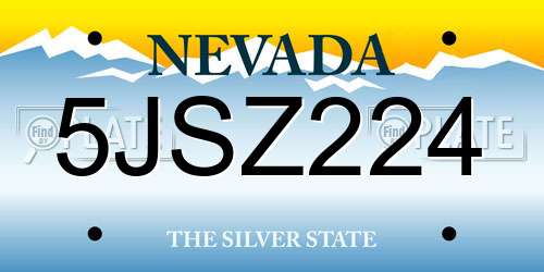 5JSZ224 Nevada License Plate