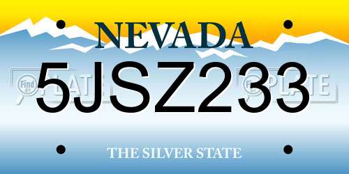 5JSZ233 Nevada License Plate