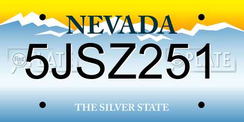 5JSZ251 Nevada License Plate