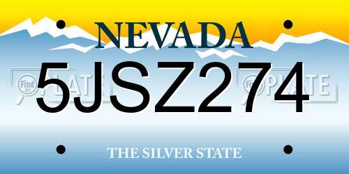 5JSZ274 Nevada License Plate