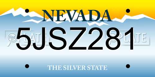 5JSZ281 Nevada License Plate