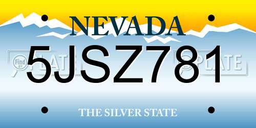 5JSZ781 Nevada License Plate