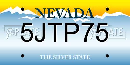 5JTP75 Nevada License Plate