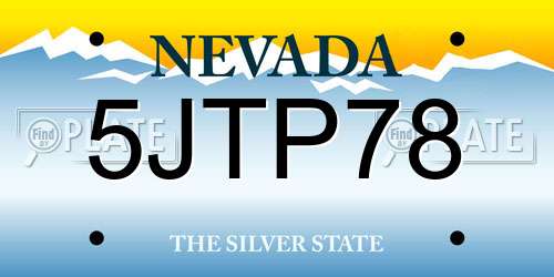 5JTP78 Nevada License Plate